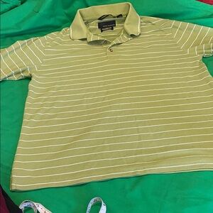 Greg Norman Collection Olive Polo with White Stripes